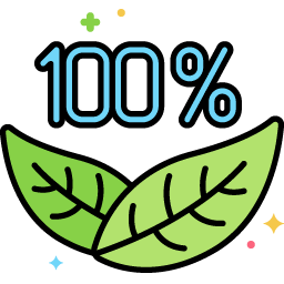 Symbole 100% naturel avec deux feuilles vertes